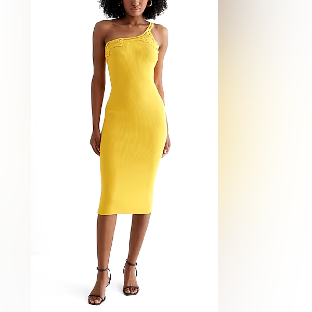 NWT Express Yellow Sweater Midi Dress - M